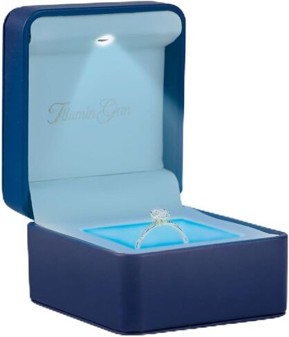 IlluminGem LED Engagement Ring Box with Base Mood Lighting - Aurora Dynamic & 5 Solid Colors, Dual Lights, Rechargeable Jewelry Case for Wedding/Proposal/Anniversary - Ambiance Ready in Saudi Arabia