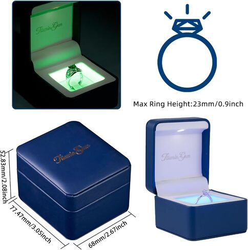 IlluminGem LED Engagement Ring Box with Base Mood Lighting - Aurora Dynamic & 5 Solid Colors, Dual Lights, Rechargeable Jewelry Case for Wedding/Proposal/Anniversary - Ambiance Ready in Saudi Arabia