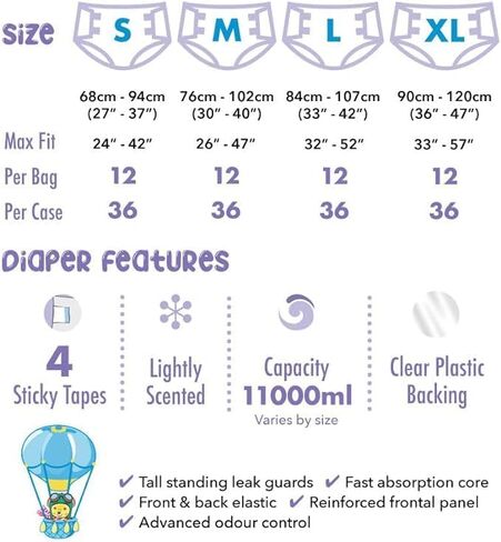 Rearz - Daydreamer - Printed Adult Diapers - MEGA 11,000ml Capacity - Sample Pack of 2 (2X-Large) in Kuwait