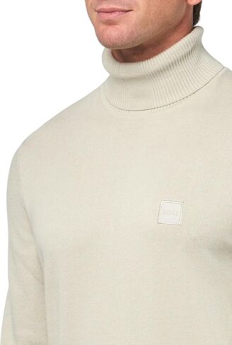 BOSS Men's Square Logo Cotton Blend Turtle Neck Sweater in Saudi Arabia