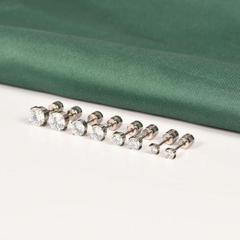 Hopply Hypoallergenic G23 Pure Titanium Earrings, 20G Implant Grade Flatback 5A Cubic Zirconia Earrings Studs, Suitable for Women Men Sensitive Ears Jewelry Gift in Saudi Arabia