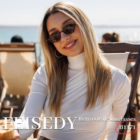 نظارة شمسية بيضاوية رجعية للنساء التسعينات الضيقة مستديرة خفيفة الوزن ظلال Y2K العصرية Sunnies B1171 in Kuwait