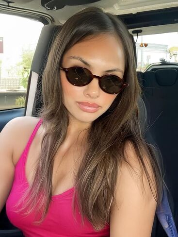 نظارة شمسية بيضاوية رجعية للنساء التسعينات الضيقة مستديرة خفيفة الوزن ظلال Y2K العصرية Sunnies B1171 in Kuwait