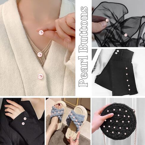 30 Sets Pearl Buttons No Need to Sew Removable Buttons Pearl Brooch Pins Fixed Pins,Reusable Multipurpose Crafts Buttons for Shirt Blouse Dress Sweater Shawl and Suspenders Jackets in Saudi Arabia