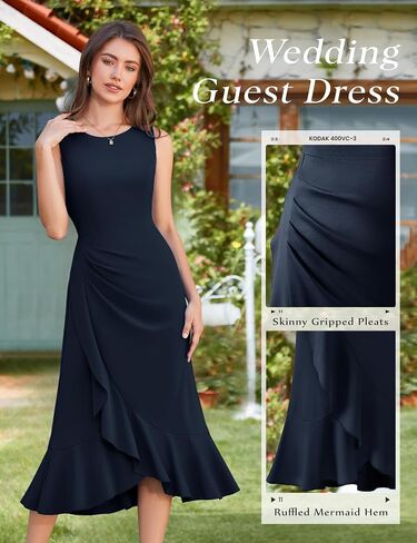Aupuls Women Long Bodycon Wedding Guest Dresses for Women Summer Ruffle Mermaid Formal Cocktail Dress for Gowns and Evening in Kuwait