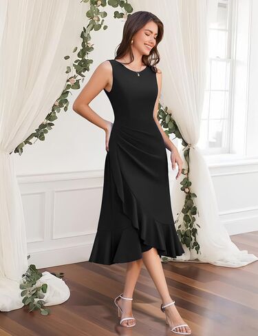 Aupuls Women Long Bodycon Wedding Guest Dresses for Women Summer Ruffle Mermaid Formal Cocktail Dress for Gowns and Evening in Kuwait