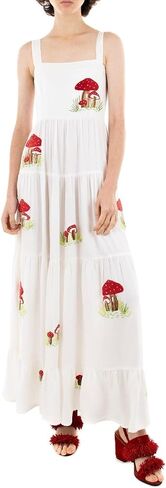 Argeousgor Women 2024 Bohemian Maxi Dress Sleeveless Embroidered Flowy Smocked Long Dress Summer Beach Sundresses in Saudi Arabia
