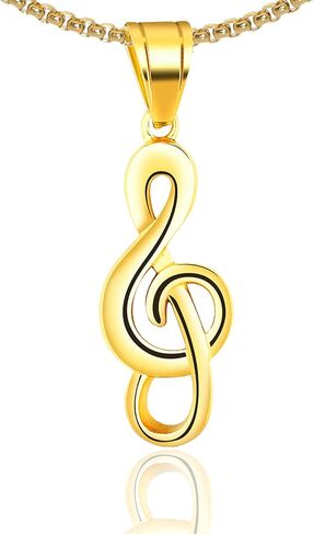 Fashion Music Titanium Steel Note Symbol Pendant Charm Necklace in Saudi Arabia