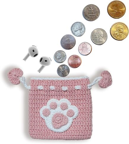 Small Crochet Purse 100% Handmade Knitted Storage Bag Cute Funny Kawaii Coin Change Purse Pouch Mini Cartoon Shark Funny Plush Drawstring Headphone Wallet for Women Girls Gift (Rainbow) in Saudi Arabia