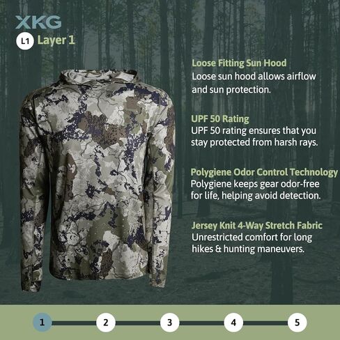 King's Camo XKG Performance Hoodie | Lightweight | Stretch-Fit | Quick-Dry | Odor Control | UPF 50 | Hunting Base Layer in Kuwait