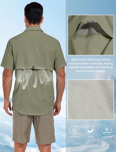 قميص Little Donkey Andy الرجالي للحماية من الأشعة فوق البنفسجية بعامل حماية من الأشعة فوق البنفسجية 50، قمصان مسامية للغاية بأكمام قصيرة لصيد الأسماك والمشي لمسافات طويلة in Kuwait