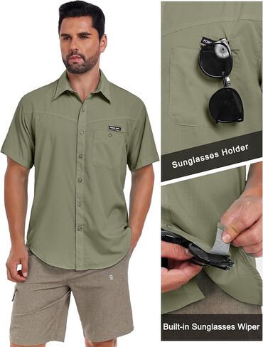 قميص Little Donkey Andy الرجالي للحماية من الأشعة فوق البنفسجية بعامل حماية من الأشعة فوق البنفسجية 50، قمصان مسامية للغاية بأكمام قصيرة لصيد الأسماك والمشي لمسافات طويلة in Kuwait