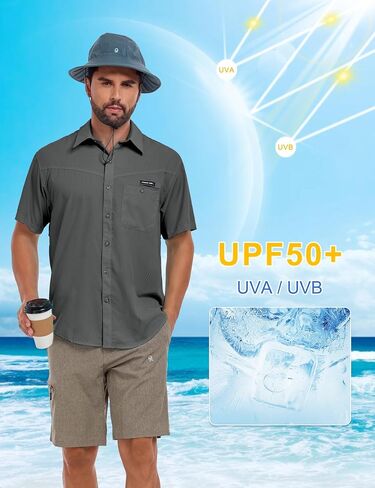 Little Donkey Andy Men's Breathable UPF 50 Shirt, Lightweight Short Sleeve Button Down Shirts for Fishing Hiking in Saudi Arabia