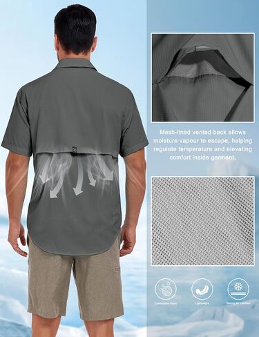 Little Donkey Andy Men's Breathable UPF 50 Shirt, Lightweight Short Sleeve Button Down Shirts for Fishing Hiking in Saudi Arabia