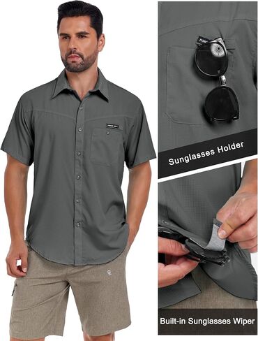 Little Donkey Andy Men's Breathable UPF 50 Shirt, Lightweight Short Sleeve Button Down Shirts for Fishing Hiking in Saudi Arabia