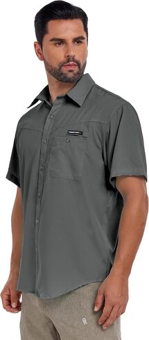 Little Donkey Andy Men's Breathable UPF 50 Shirt, Lightweight Short Sleeve Button Down Shirts for Fishing Hiking in Saudi Arabia