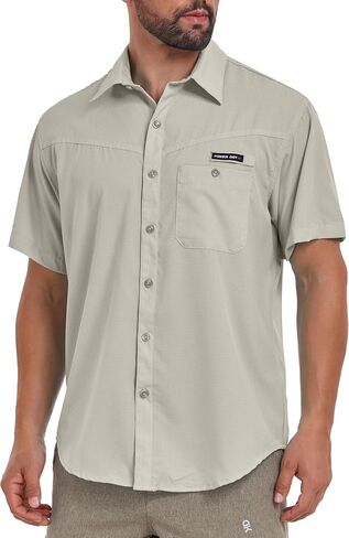 Little Donkey Andy Men's Breathable UPF 50 Shirt, Lightweight Short Sleeve Button Down Shirts for Fishing Hiking in Kuwait
