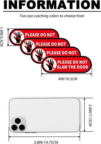 4 PCS Please Do Not Slam The Door Sign Stickers, Waterproof and UV Resistant Close Door Gently Sign for Van Car SUV Taxi Driver Window Door （Small Size） in Saudi Arabia