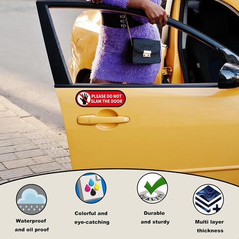 4 PCS Please Do Not Slam The Door Sign Stickers, Waterproof and UV Resistant Close Door Gently Sign for Van Car SUV Taxi Driver Window Door （Small Size） in Saudi Arabia