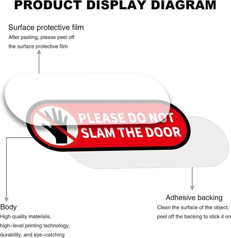 4 PCS Please Do Not Slam The Door Sign Stickers, Waterproof and UV Resistant Close Door Gently Sign for Van Car SUV Taxi Driver Window Door （Small Size） in Saudi Arabia