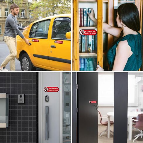 4 PCS Please Do Not Slam The Door Sign Stickers, Waterproof and UV Resistant Close Door Gently Sign for Van Car SUV Taxi Driver Window Door （Small Size） in Saudi Arabia