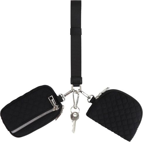 Peicees Zip Around Dual Pouch Wristlet Portable KeyChain Wallet For Women Mini Coin Pouch Detachable Wristlet Purse Cute in Saudi Arabia