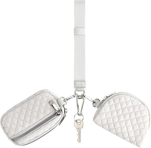 Peicees Zip Around Dual Pouch Wristlet Portable KeyChain Wallet For Women Mini Coin Pouch Detachable Wristlet Purse Cute in Saudi Arabia