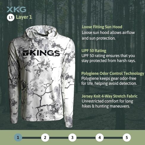King's Camo XKG Performance Hoodie | Lightweight | Stretch-Fit | Quick-Dry | Odor Control | UPF 50 | Hunting Base Layer in Saudi Arabia