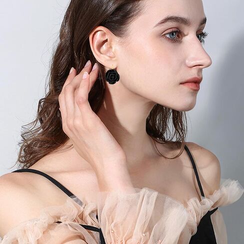 Handmade Bohemian Aesthetic Dainty Acrylic Flower Petal Leverback Earrings Sparkly 14K Gold Floral Dangle Drop Earrings for Women in Kuwait