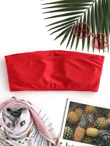 ZAFUL Women's Bandeau Bikini Top Strapless Solid Color Bathing Suit in Saudi Arabia