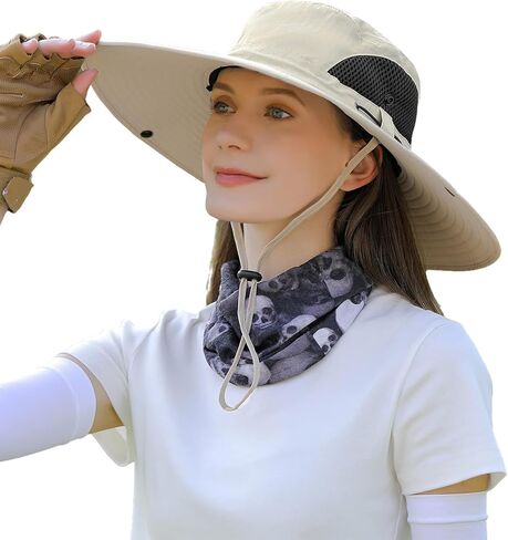 قبعة الشمس للرجال والنساء ذات حافة واسعة، قبعة دلو للحماية من الأشعة فوق البنفسجية وطاردة للماء، قبعة جيدة التهوية لصيد الأسماك والمشي لمسافات طويلة والحديقة والشاطئ in Kuwait