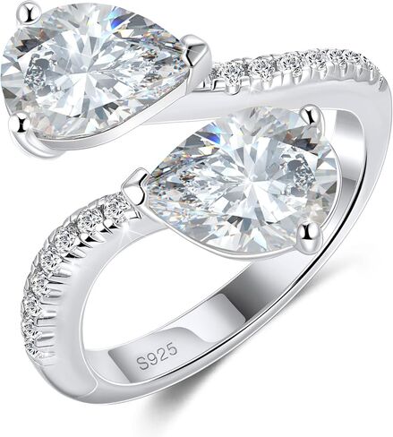 Toi et Moi Rings For Women, Sterling S925 Silver 2 Two Double Birthstone Rings For Wife, Personalized Rings Mother Daughter Ring Sisters Ring Couple Ring Engagement Ring Wedding Rings in Saudi Arabia
