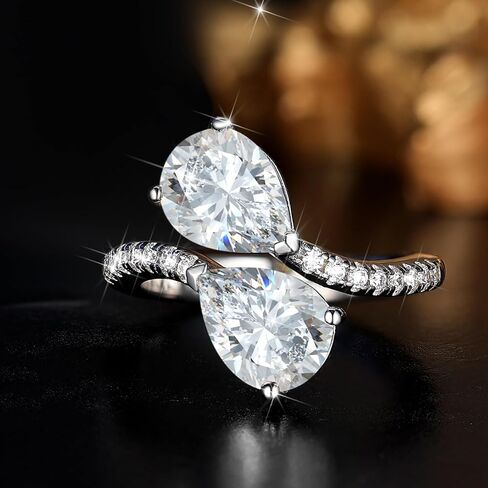 Toi et Moi Rings For Women, Sterling S925 Silver 2 Two Double Birthstone Rings For Wife, Personalized Rings Mother Daughter Ring Sisters Ring Couple Ring Engagement Ring Wedding Rings in Saudi Arabia