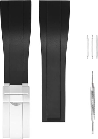 Rubber 20mm Watch Band متوافق مع Rolex Supmariner Yacht-Master GMT-Master Oyster Silicone Watch Bublication للرجال والنساء Wirst Watchband in Kuwait