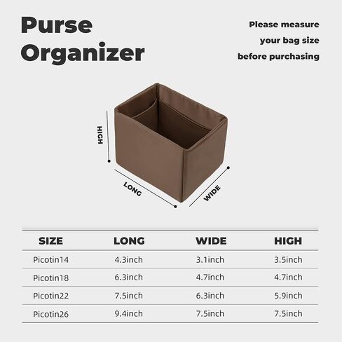Purse Handbag Silky Organizer Insert Keep Bag Shape Fits Herme Picotin 14/18/22/26 bags, Luxury Handbag Tote in Kuwait