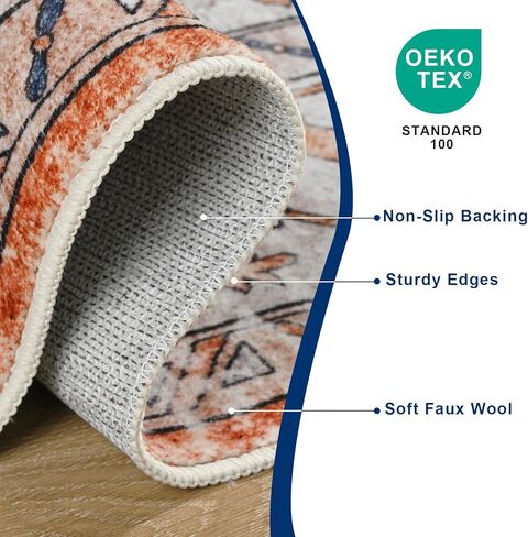 8'x10' Area Rug for Living Room Bedroom Machine Washable Non Slip Vintage Carpet Foldable Floor Cover Kitchen Accent Indoor Mat Throw Rug for Laundry Dining Room Bathroom Office, Grey in Kuwait