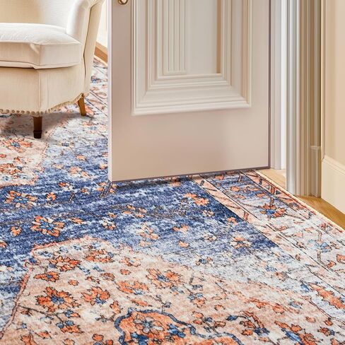 8'x10' Area Rug for Living Room Bedroom Machine Washable Non Slip Vintage Carpet Foldable Floor Cover Kitchen Accent Indoor Mat Throw Rug for Laundry Dining Room Bathroom Office, Grey in Kuwait