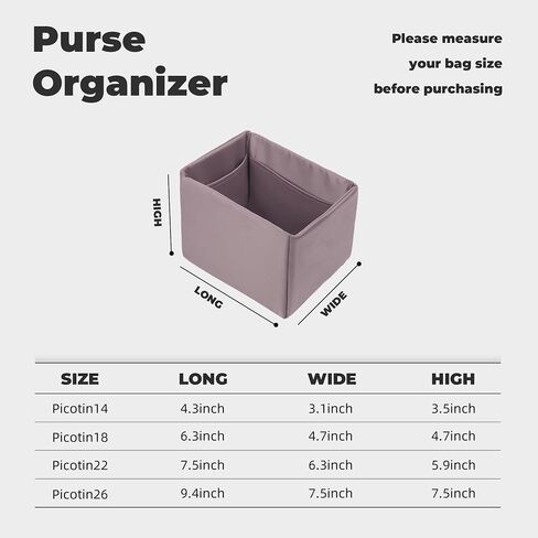 Purse Handbag Silky Organizer Insert Keep Bag Shape Fits Herme Picotin 14/18/22/26 bags, Luxury Handbag Tote in Kuwait