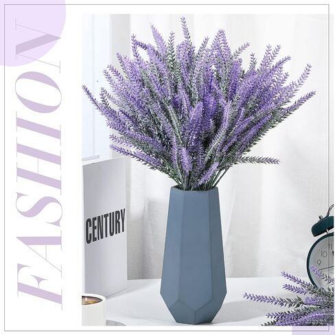 XunYee 60 Bundles Artificial Lavender Flowers UV Resistant Faux Plastic Flowers Faux Flowers Lavender Plants for Outdoor Garden Patio Window Box Office Table Centerpiece Indoor Decoration (Purple) in Saudi Arabia