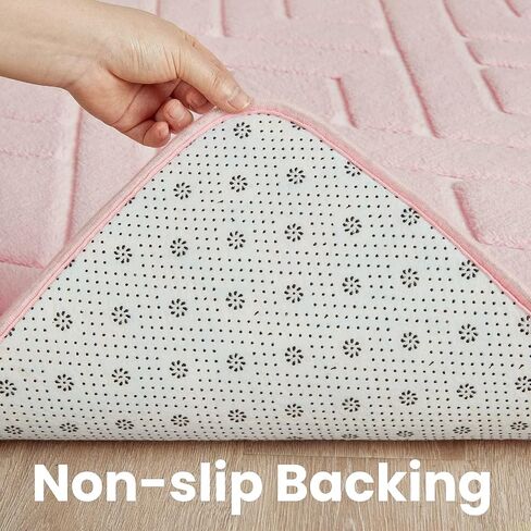 Ultra Soft Pink Area Rug for Girls Bedroom, 4x6 Modern Geometric Shag Rugs with Nonslip Backing for Living Room, Washable Fuzzy Carpet for Cozy Kids Room Nursery in Saudi Arabia