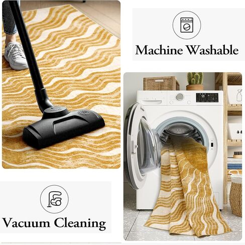 Boho Washable 5x7, Sun Print Soft Nursery Rug for Bedroom Ultra-Thin Kids Non Slip, Stain Resistant Classroom Carpet for Living Room Office (5'x 7', Gold/Multi) in Saudi Arabia