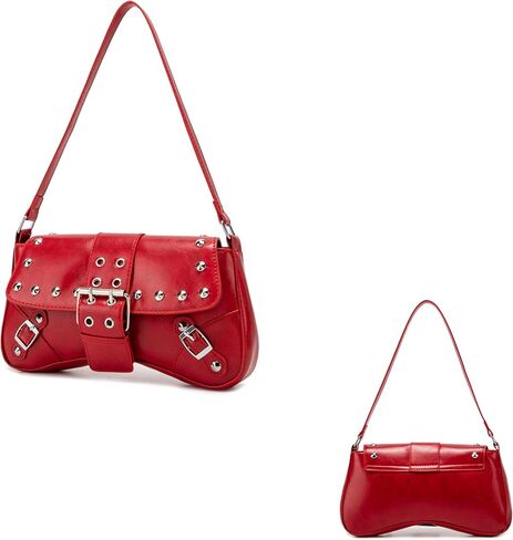 Women's Shoulder Bag Y2K Purses 90s Studded Rivet Punk Handbag Red Leather Purses summer bags for women 2025 trendy in Kuwait