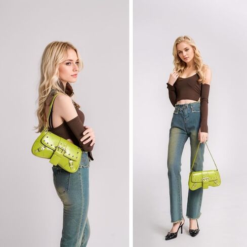 Women's Shoulder Bag Y2K Purses 90s Studded Rivet Punk Handbag Red Leather Purses summer bags for women 2025 trendy in Kuwait