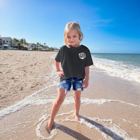Girl's Hawaiian Graphic Tees Kids Cute Preppy Shirts Beach Tshirt Letter Printed Loose Fit Casual Summer Tops in Saudi Arabia