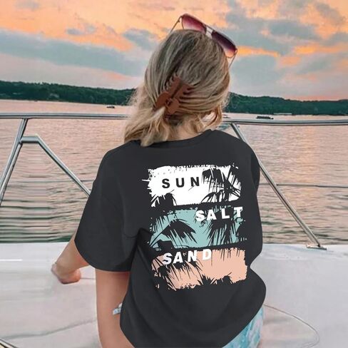 Girl's Hawaiian Graphic Tees Kids Cute Preppy Shirts Beach Tshirt Letter Printed Loose Fit Casual Summer Tops in Saudi Arabia