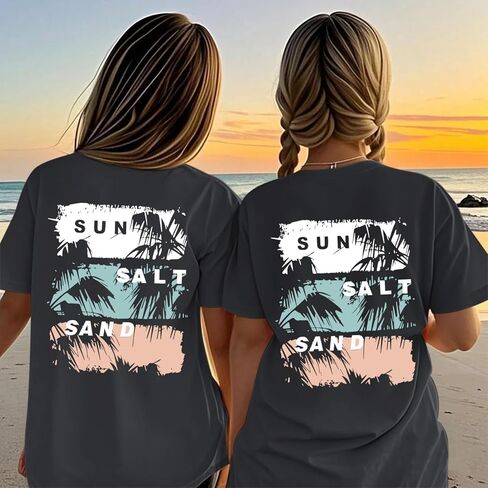 Girl's Hawaiian Graphic Tees Kids Cute Preppy Shirts Beach Tshirt Letter Printed Loose Fit Casual Summer Tops in Saudi Arabia