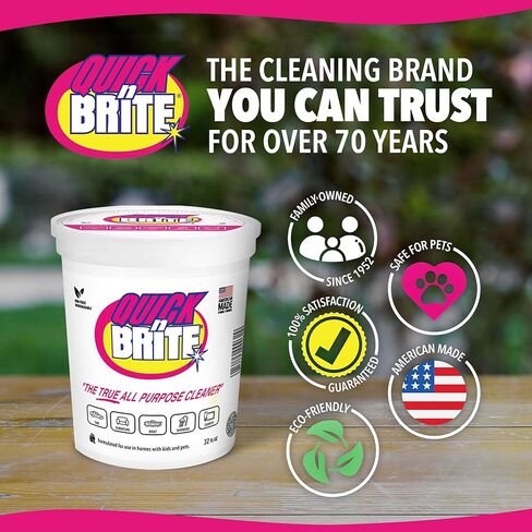 Quick 'n Brite All Purpose Cleaning Paste – Miracle Cleaner for Tough Stains, Biodegradable, Non-Toxic, Pet-Safe, Multi-Surface Stain Remover, Made in USA, 12 Oz in Kuwait