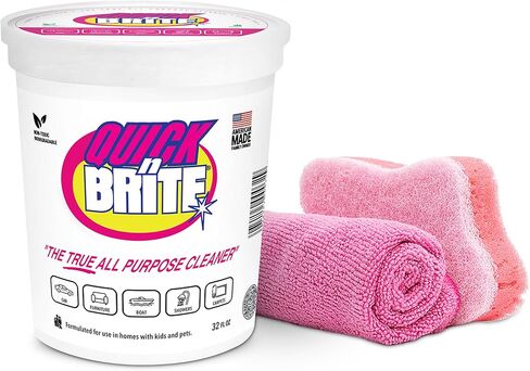 Quick 'n Brite All Purpose Cleaning Paste – Miracle Cleaner for Tough Stains, Biodegradable, Non-Toxic, Pet-Safe, Multi-Surface Stain Remover, Made in USA, 12 Oz in Kuwait