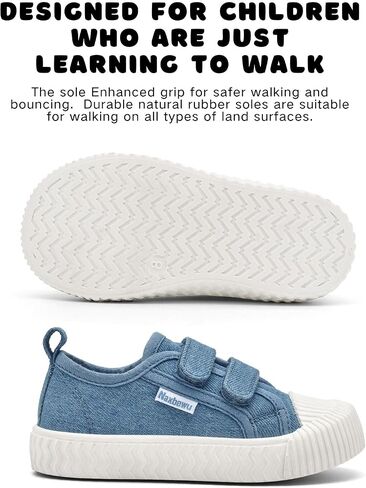 Toddler Boys & Girls Sneaker Adjustable Slip On Canvas Hook and Loops Walking Shoes,Size 5-12 in Saudi Arabia