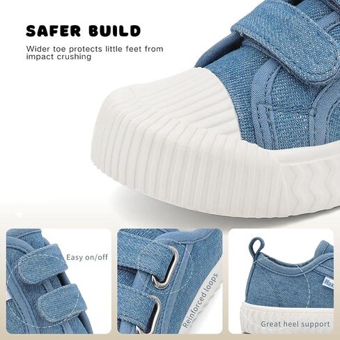 Toddler Boys & Girls Sneaker Adjustable Slip On Canvas Hook and Loops Walking Shoes,Size 5-12 in Saudi Arabia